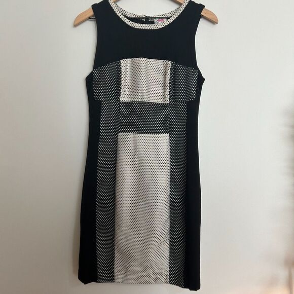 Yoana Baraschi Anthropologie Black and White Polka Dot Sleeveless Sheath Dress - Picture 1 of 8